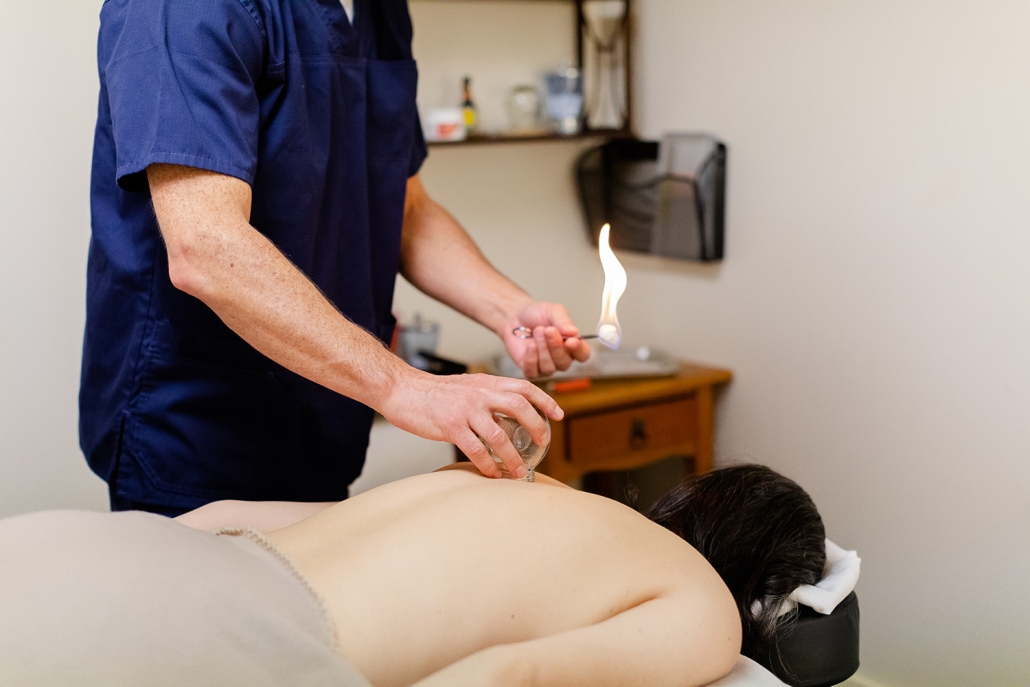 patient receiving cupping therapy at Shen Dao Clinic